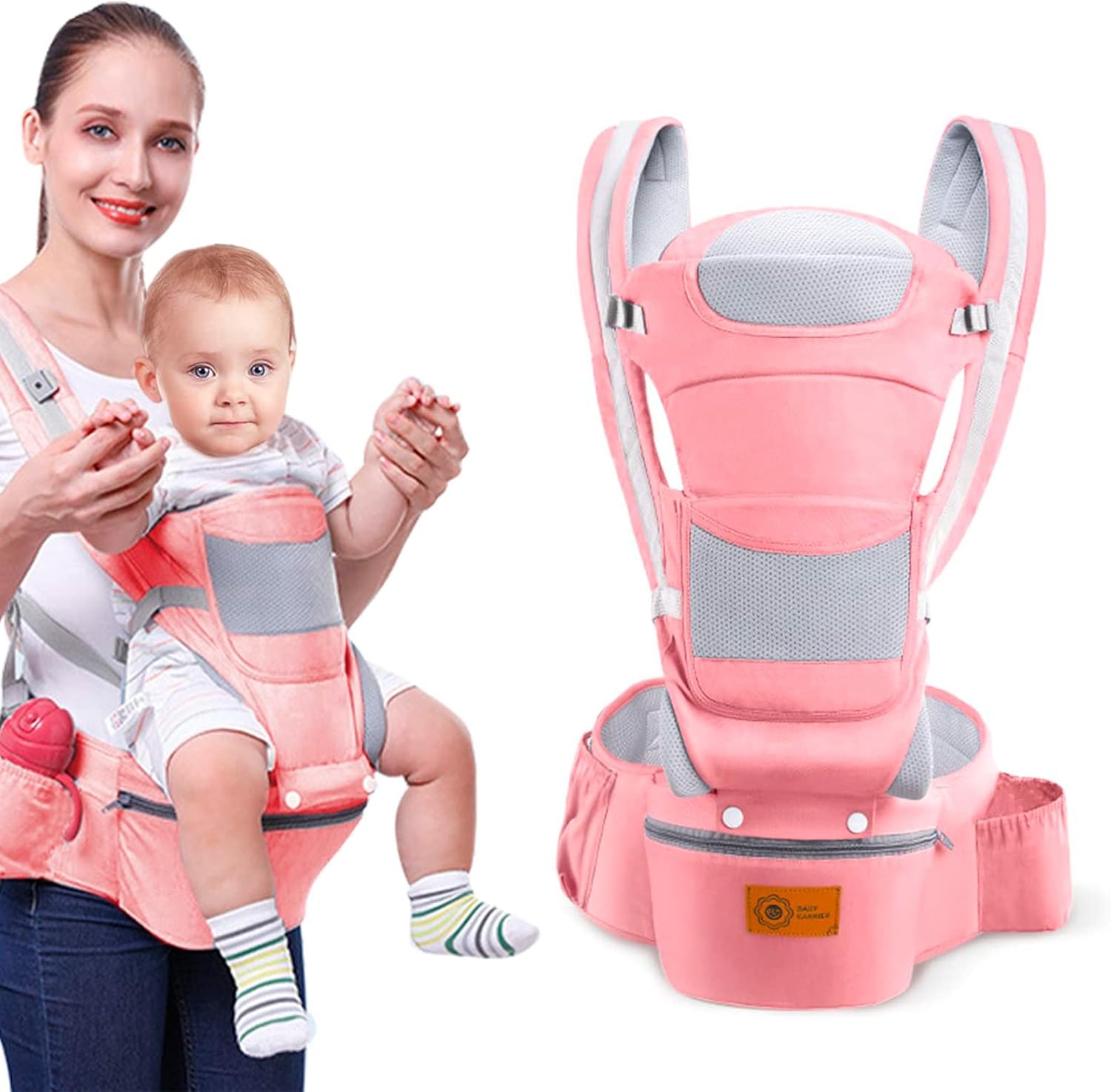 Viedouce Marsupio Neonati Ergonomico con Sedile/Puro Grigio Sedile Hip