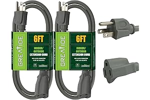 Durable SJTW Outdoor Extension Cord with 3 Electrical Power Outlets and 2 Protective Covers