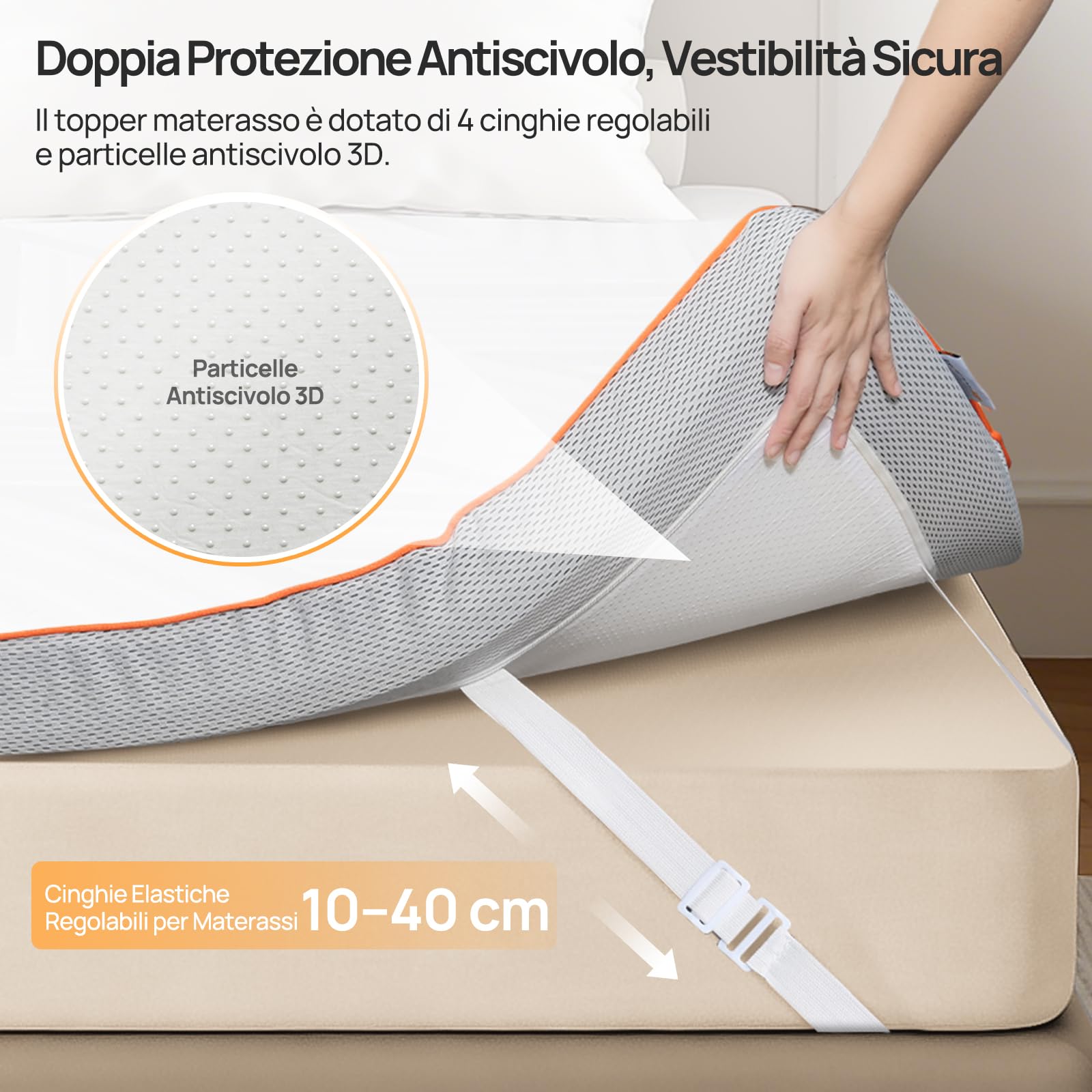 MULISOFT Topper matrimoniale 140x200 cm, H3/H4, 7,5 cm Memory Foam con Gel | Lavabile e Traspirante, Adatto a Letti Box, Divani Letto e Camper, OEKO-TEX® STANDARD 100