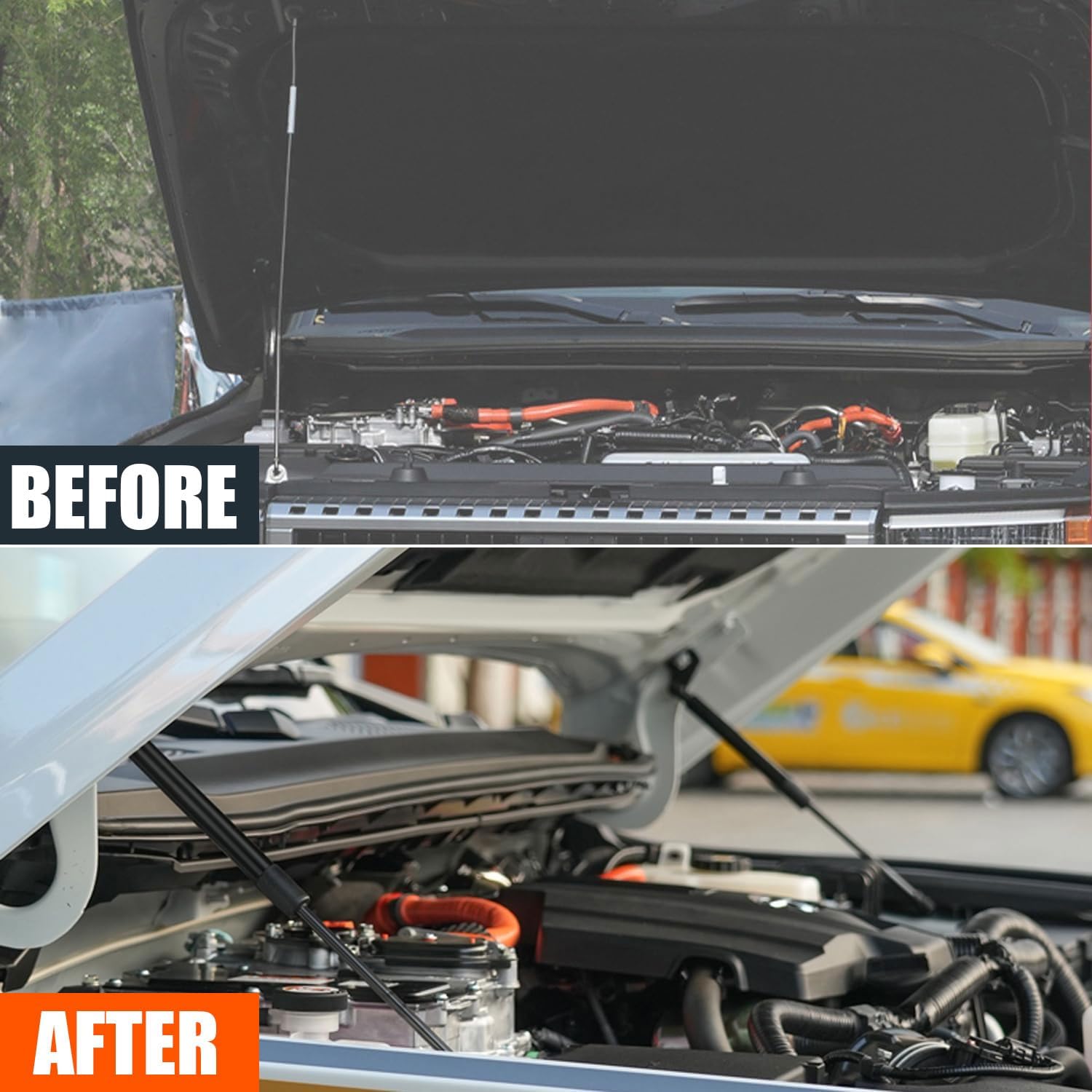 Hood Lift Supports Dampers Compatible with Toyota Prado 2024 Front Hood Bonnet Shock Absorber Engine Lift Supports Gas Struts Spring Prop Rod Arm,Stainless Steel No Need Drill