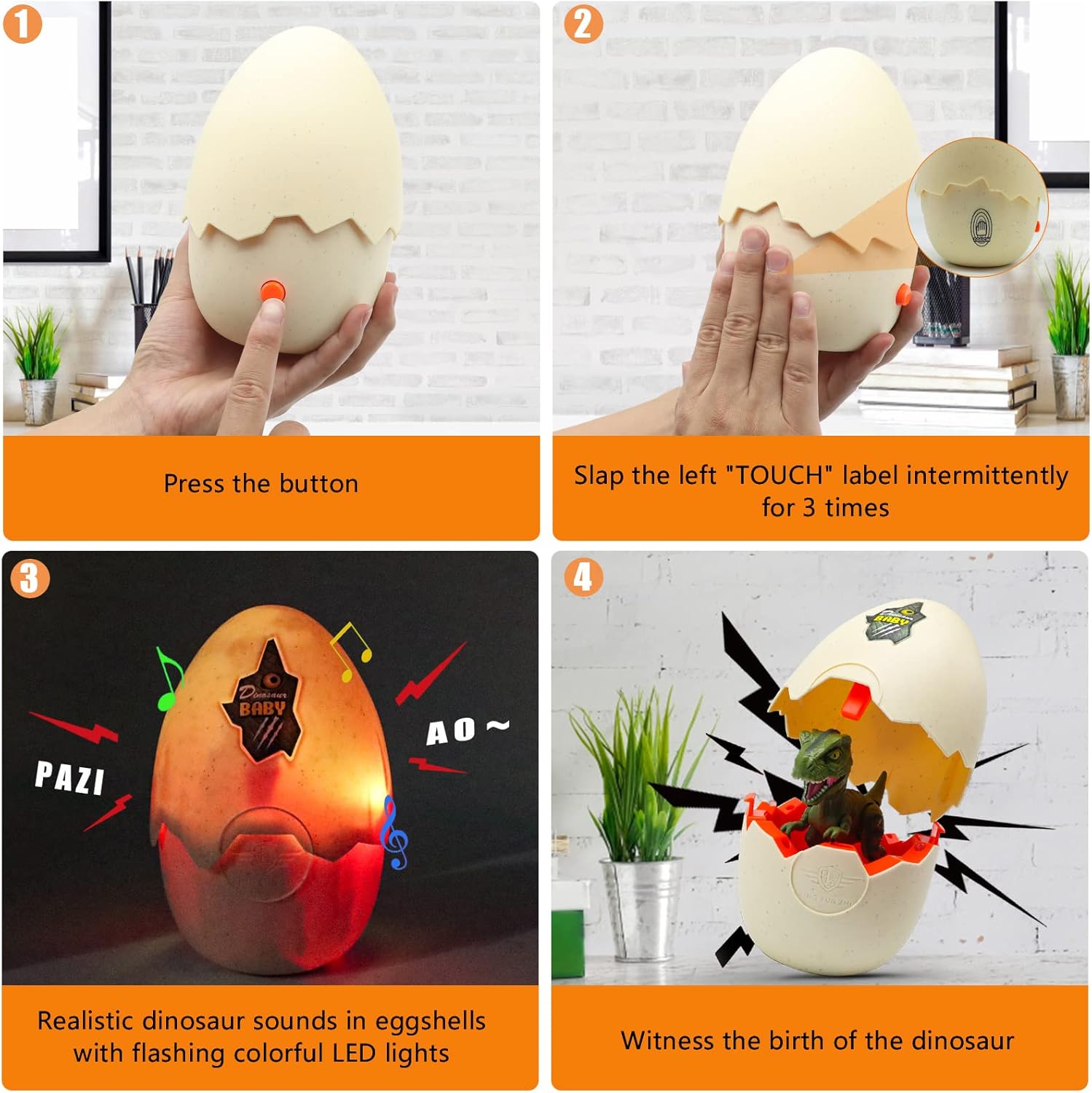 Wekity Hatching Eggs Dinosaur Toys,Dinosaur Eggs,LED Light and Sound,Creative Educational Toy Party Favor Easter Birthday Gift for Kid (Ceratosauru)
