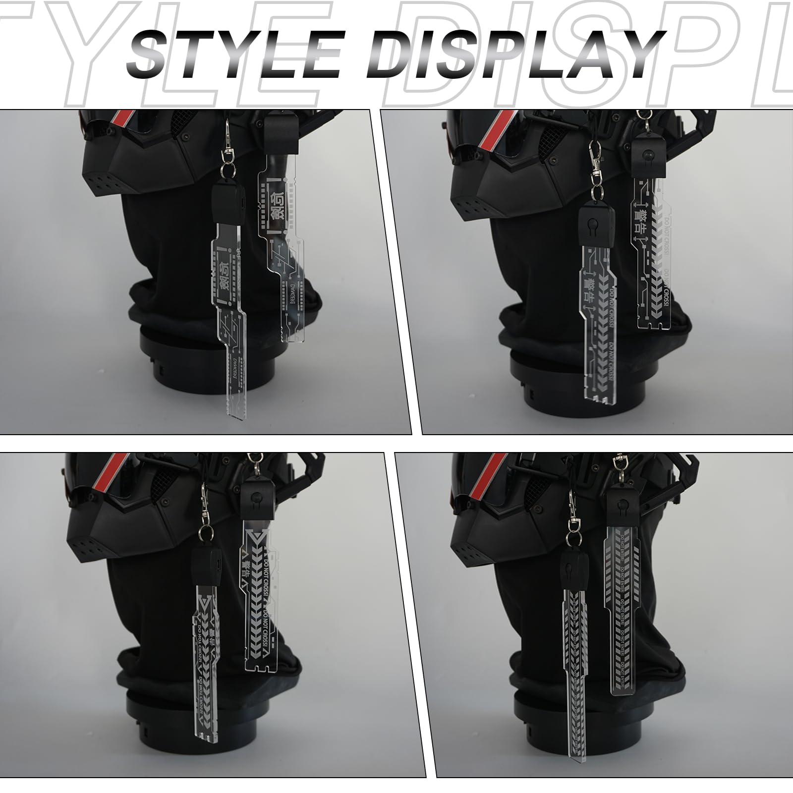 LED punk pendant, USB rechargeable with multiple lighting modes, futuristic punk accessories for led punk mask (Style-B)