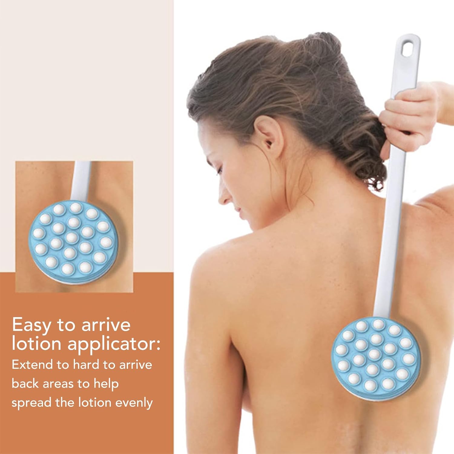 Lotion Applicator, Back Lotion Applicator and Massager, Long Handle Handheld Self Lotion Applicator Bath Brush, Body Lotion Applicator