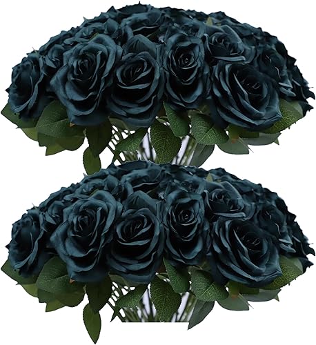 Miniatura 21 de Flores artificiales de rosa, rosa artificial, rosa falsa, rosa de seda, flores falsas de aspecto real con tallos para ramos de boda DIY, centros de