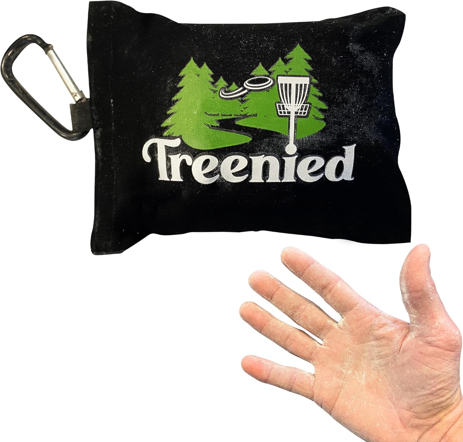 Treenied Disc Golf Chalk Bag with Clip (Black) Quick