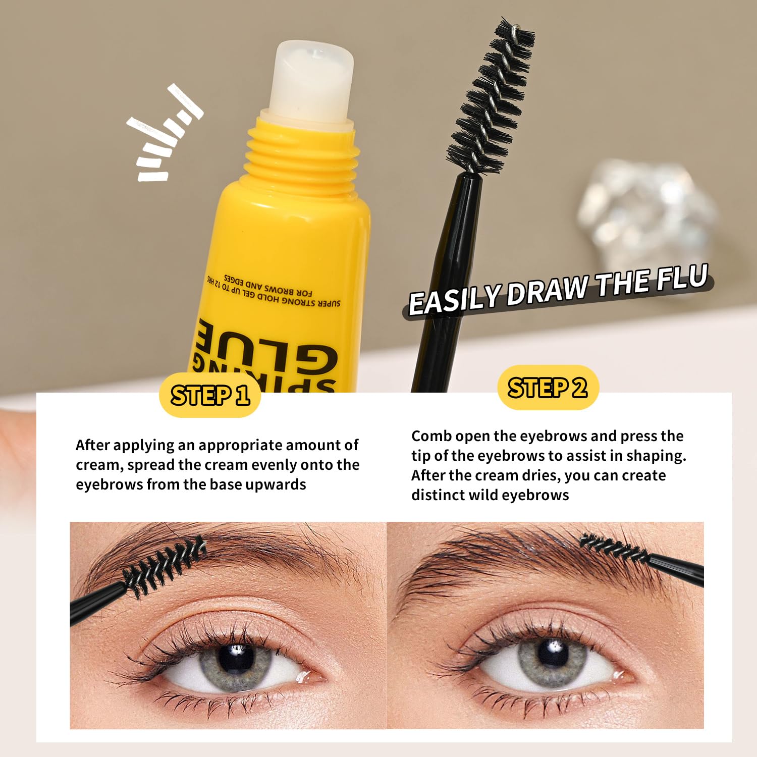 2 Pack Brow Styling Spiking Glue - Clear Eyebrow Setting Gel, Brow Fix Gel for Up To 24HR Hold, Waterproof & Sweat-Proof Brow Gel, Flawless Natural Look, Ideal for Salon & Home Makeup Use