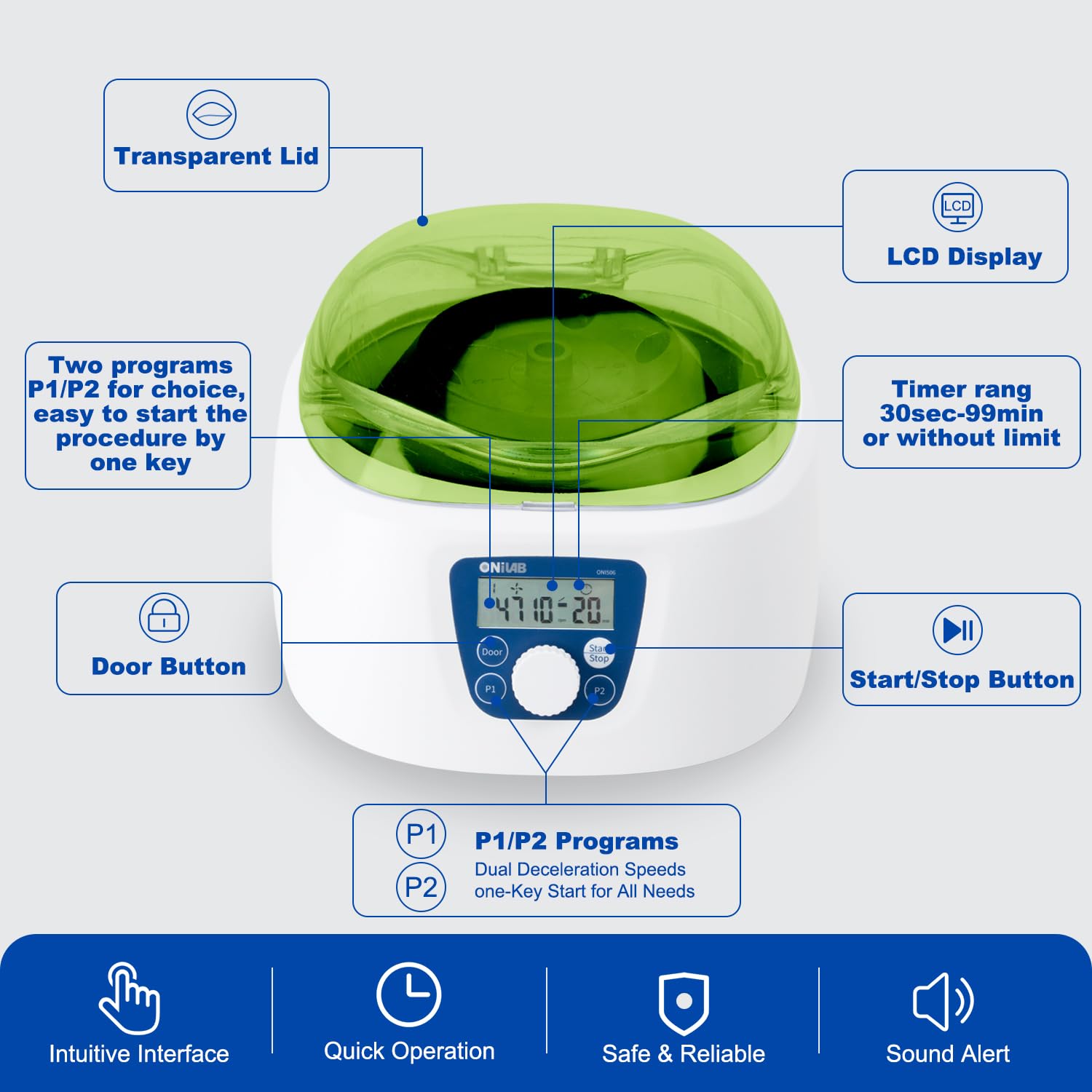 ONiLAB PRP Laborzentrifuge, 300-5000RPM, 2600×g, LCD