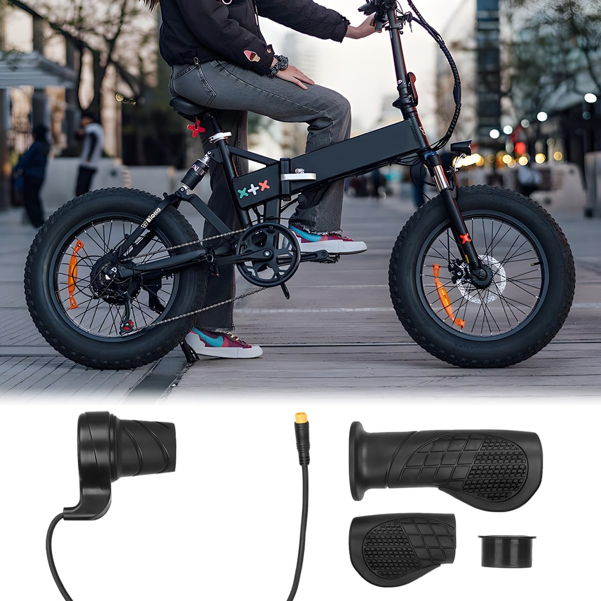 Half Twist Throttle, Electric Bike Thumb Throttle Waterproof Handle Grip, 36V 48V 72V Ebike Modified Speed Control Handlebar Replacement, Compatible with Ebike Motorcycle Scooter