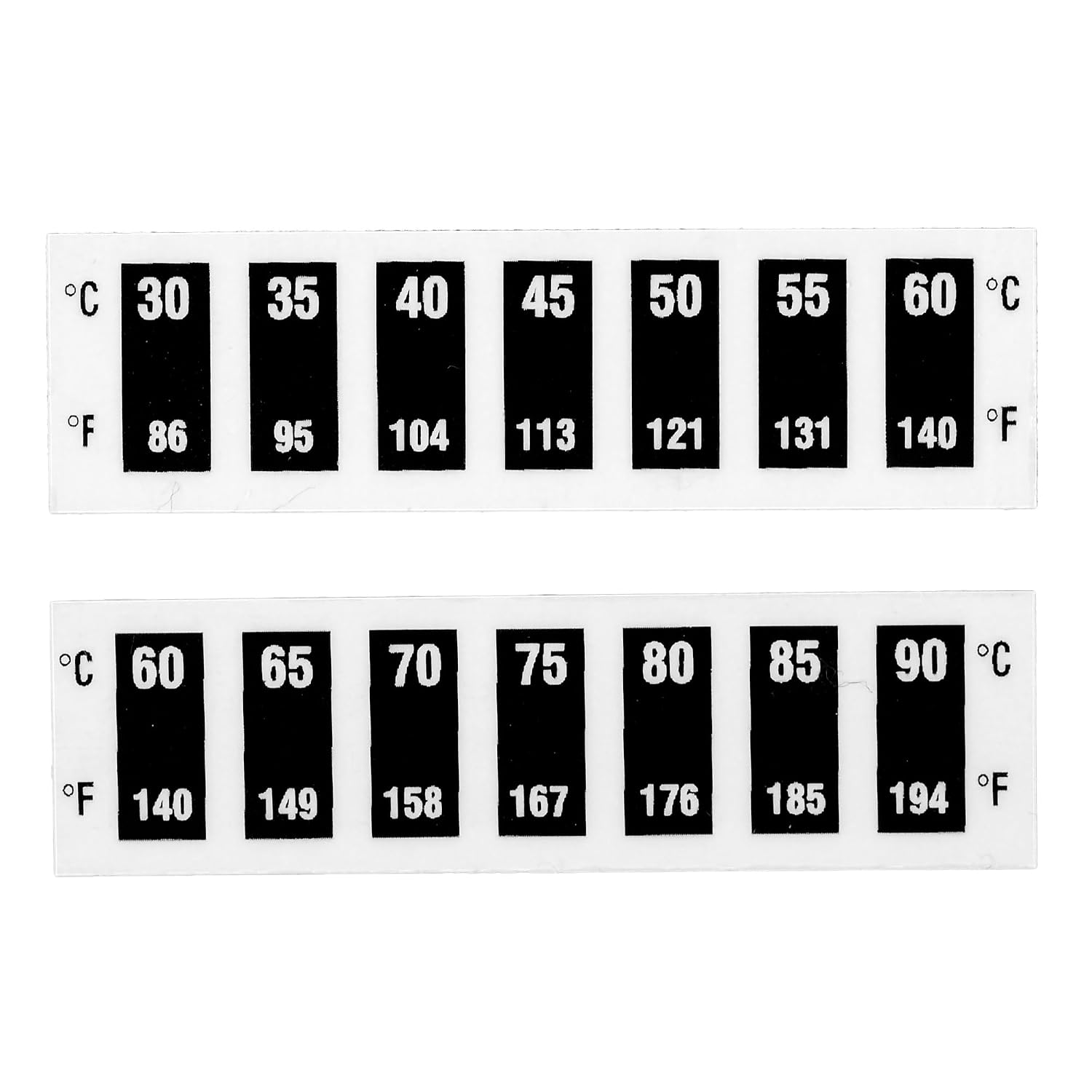 Dual 86-140 + 140-194 Fahrenheit (30 to 60 + 60 to 90 Degrees Celsius) Temperature Sensitive Sticker - Barista Milk Steaming Coffee Making Thermometer Label Self Adhesive Decal Tag