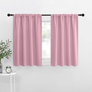 NICETOWN Blackout Curtains for Living Curtains, Rouge Pink, 2 Panels, 29 by 30, Room Darkening Window Curtain Panels, Easy-Care Solid Thermal Insulated Draperies/Drapes for Daughter Room