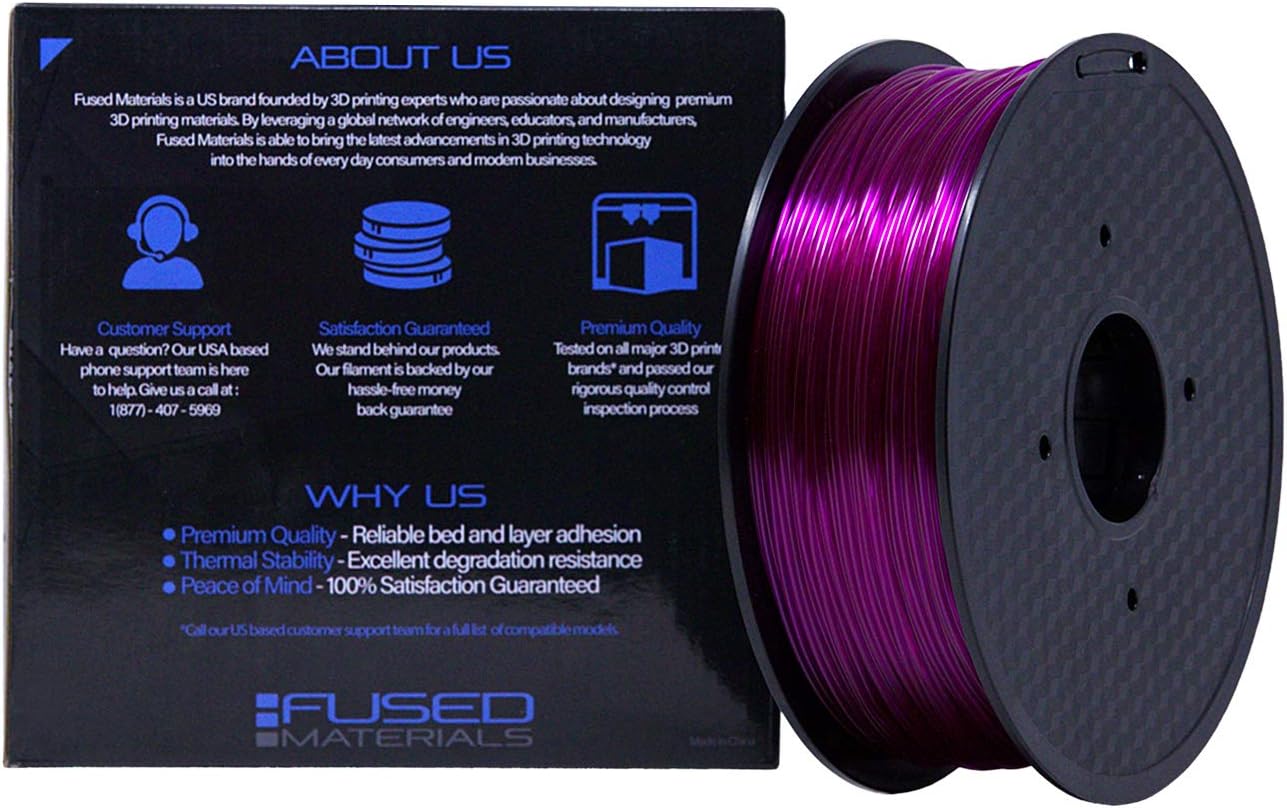 Fused Materials PETG 3D Printer Filament Fused Materials - 1kg Spool, 1.75mm, Dimensional Accuracy +/- 0.03 mm
