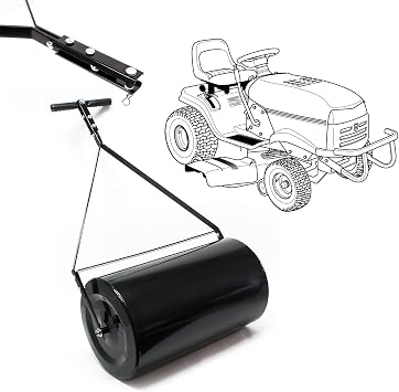 Metal Lawn Roller, Push/Tow Combination, 14 x 24 inch, 16 Gallon Capacity, Yard Roller with Easy-Turn Tethered Plug for Lawn and Garden Tractors