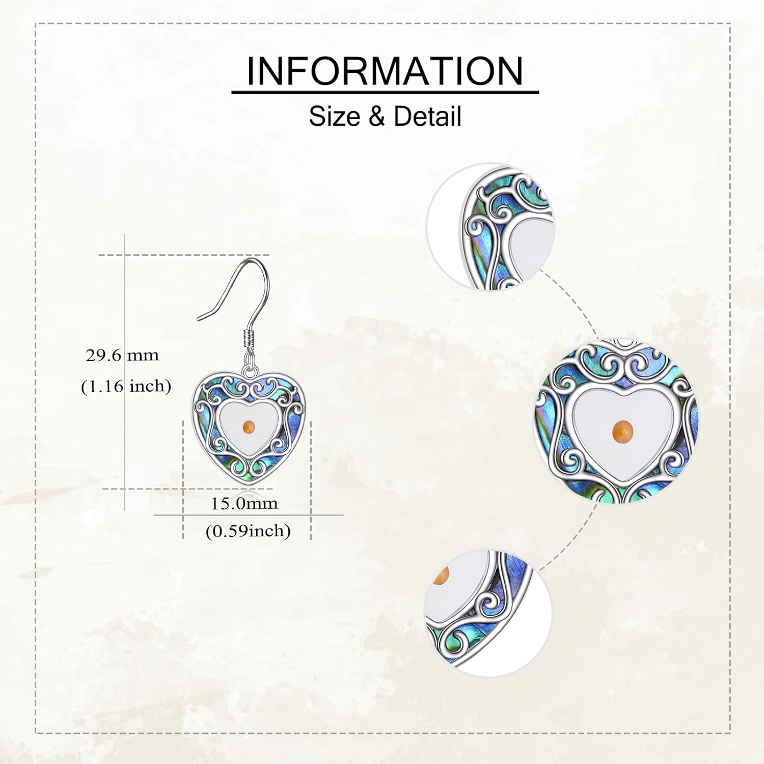 URONE Mustard Seed Earrings 925 Sterling Silver Mustard Seed Heart Earrings Dangle Faith Jewelry for Women