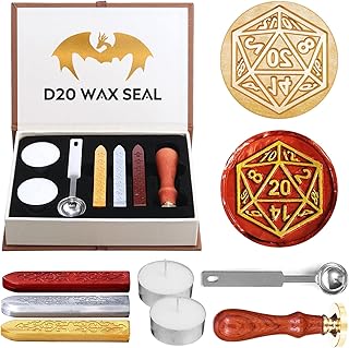 DND Wax Seal Stamp, Fantasy D20 Dice Wax Seal Kit, Ideal Gifts for Dungeons and Dragons/D&D Adventure Cards Envelopes, Gift Packaging. Great RPG Accessories Nerdy Gifts for DND Lovers, DM & Players