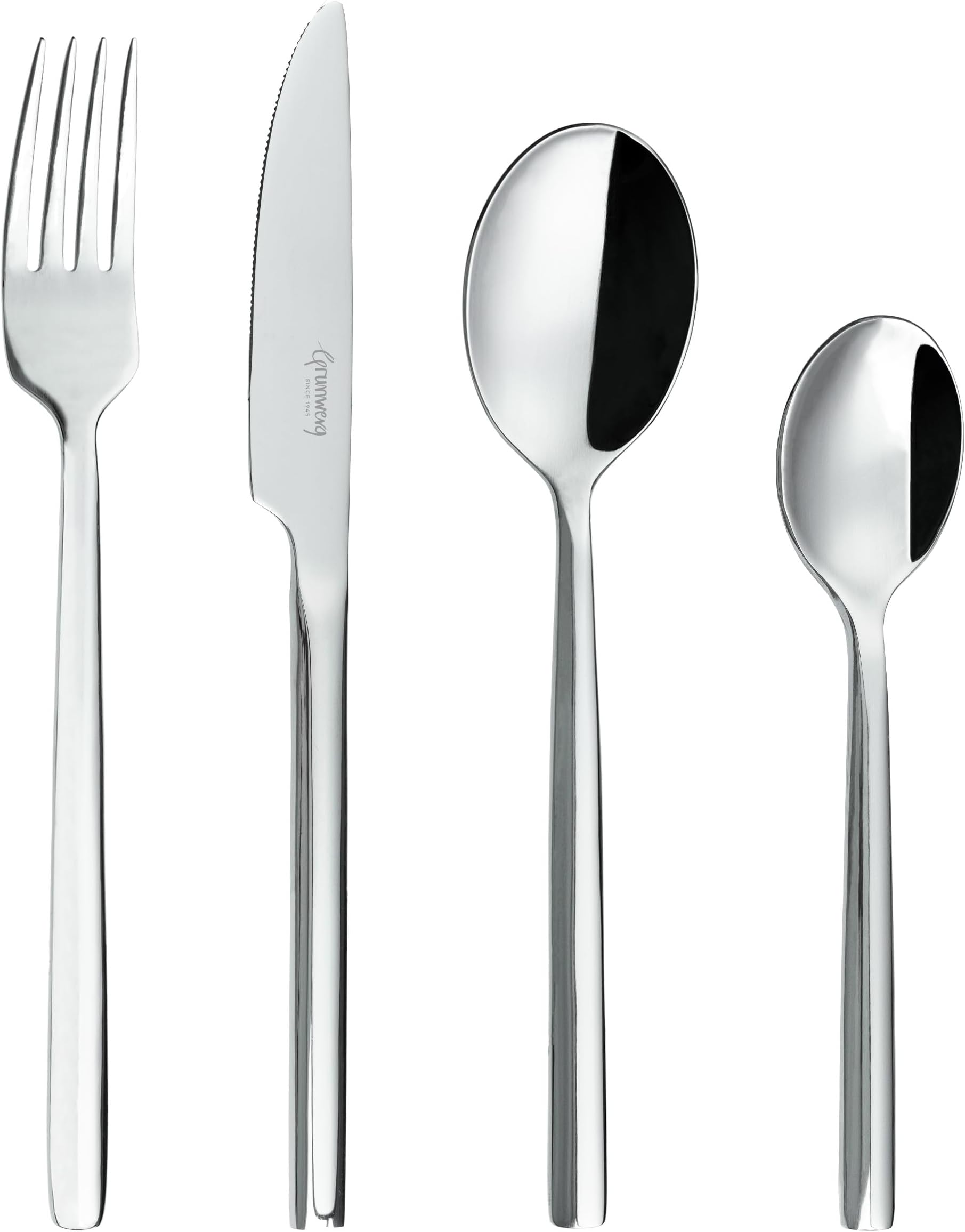 Grunwerg 24 Piece Chopstick Style Stainless Steel Cutlery Set - 24BXCHP (Packaging may vary), Silver, Stainlesssteel