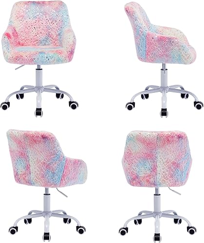 Miniatura 2 de DUOMAY Silla de escritorio para niños, silla de computadora tapizada colorida de piel sintética para niños y niñas, bonita silla giratoria de