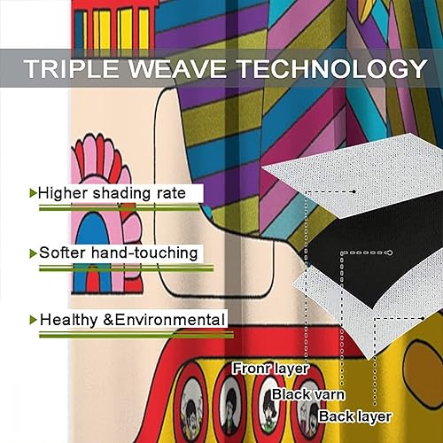 Miniatura 7 de Cortina de decoración artística divertida de submarino amarillo, tela de poliéster impermeable, diseño de cortina de dormitorio, 2 paneles de 42