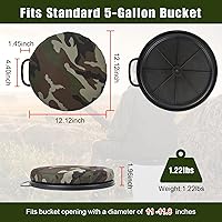 Vista 3 de Foxtune Asiento de Cubo Giratorio de 360 Grados, Tapa de Cubo de 5 Galones, Cojín de Asiento de Cubo Giratorio, Silencioso, Cómodo, Resistente al