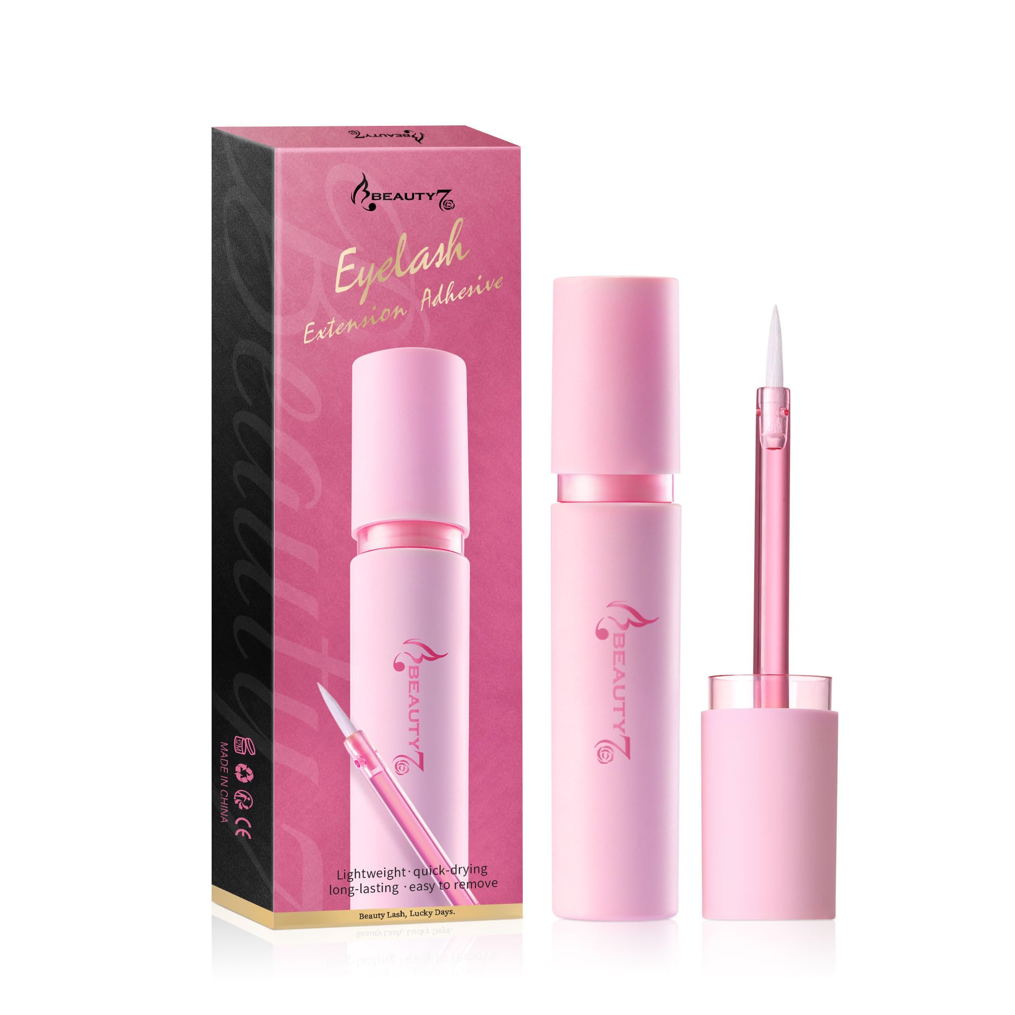 Beauty7 Pegamento para Pestañas Postizas, Cluster Lashes Long Lasting Bond Pegamento Adhesivo, Super Fuerte Impermeable Eyelash Glue 5ml