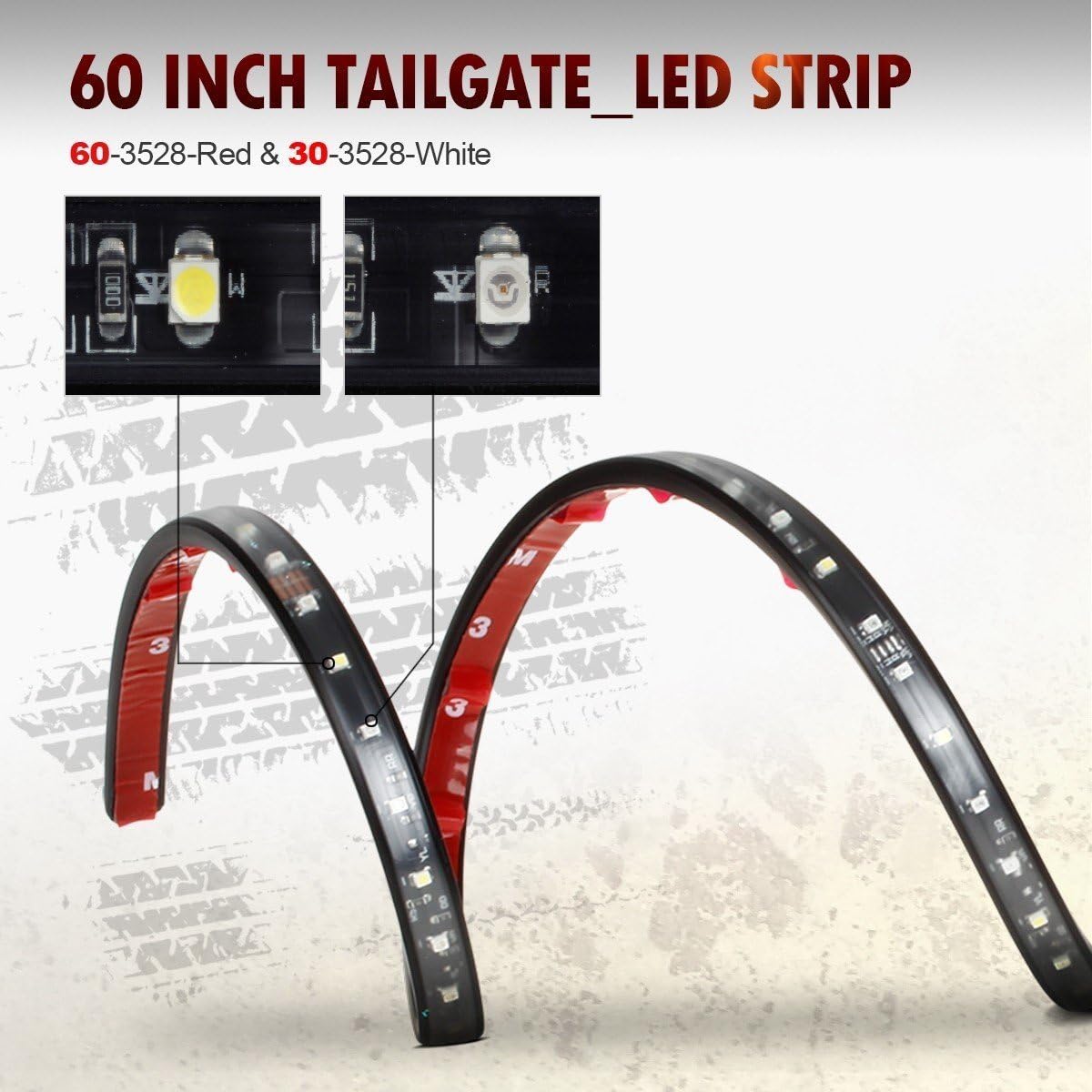 Partsam 60 inch LED Trunk Tailgate Light Strip Bar, 90 LED Tail Gate Strips Lights Bar Support Running Brake Lights Turn Signal Reverse Light for Car, Truck, Pickup, SUV, Van, RV, Trailer