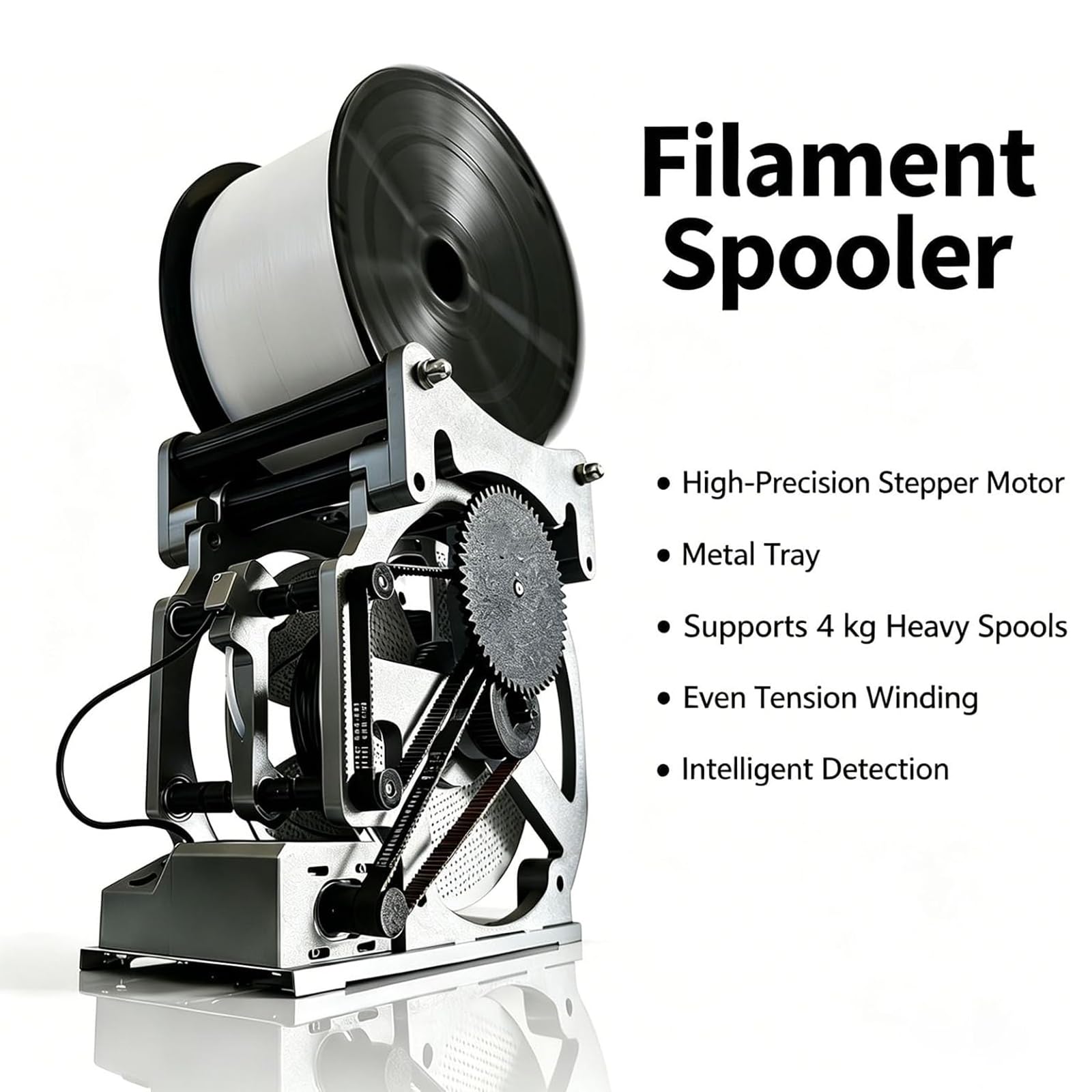 Rebobinador Eléctrico De Bobinas, Rebobinador De Filamento Para Impresoras 3d, Capacidad De Bobina De 4 Kg, Ajuste De 3 Velocidades, Motor Paso A Paso De Alta Precisión, Bobinado Limpio Y