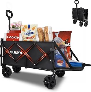 Collapsible Tailgate Wagon with Wheels, Compact Size Folding Utility Cart, 380LBS Capacity for Garden, Grocery, Beach, Camping – Portable Heavy Duty Cart