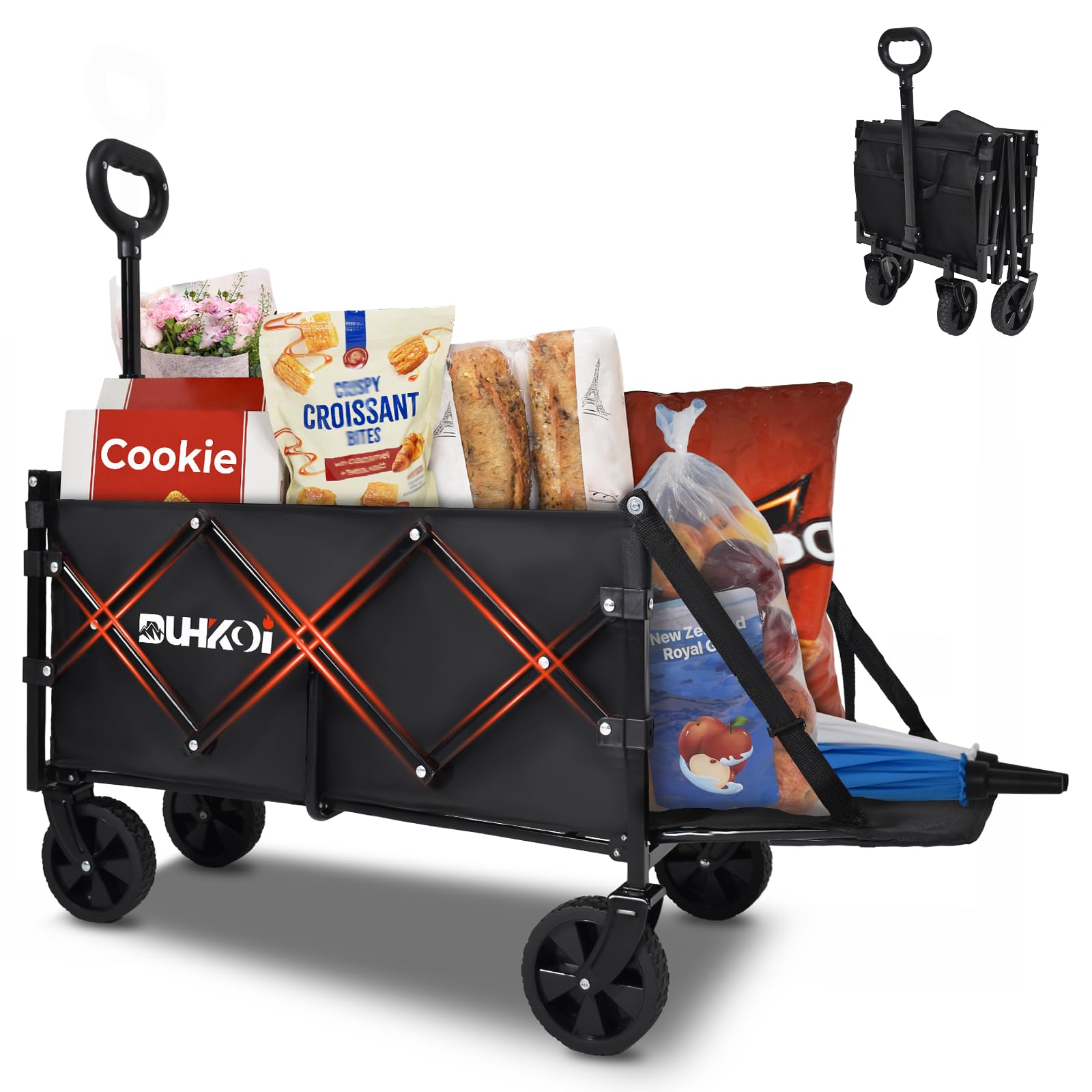 Foldable Wagon with Tailgate,12 lb Lightweight Small Utility Cart