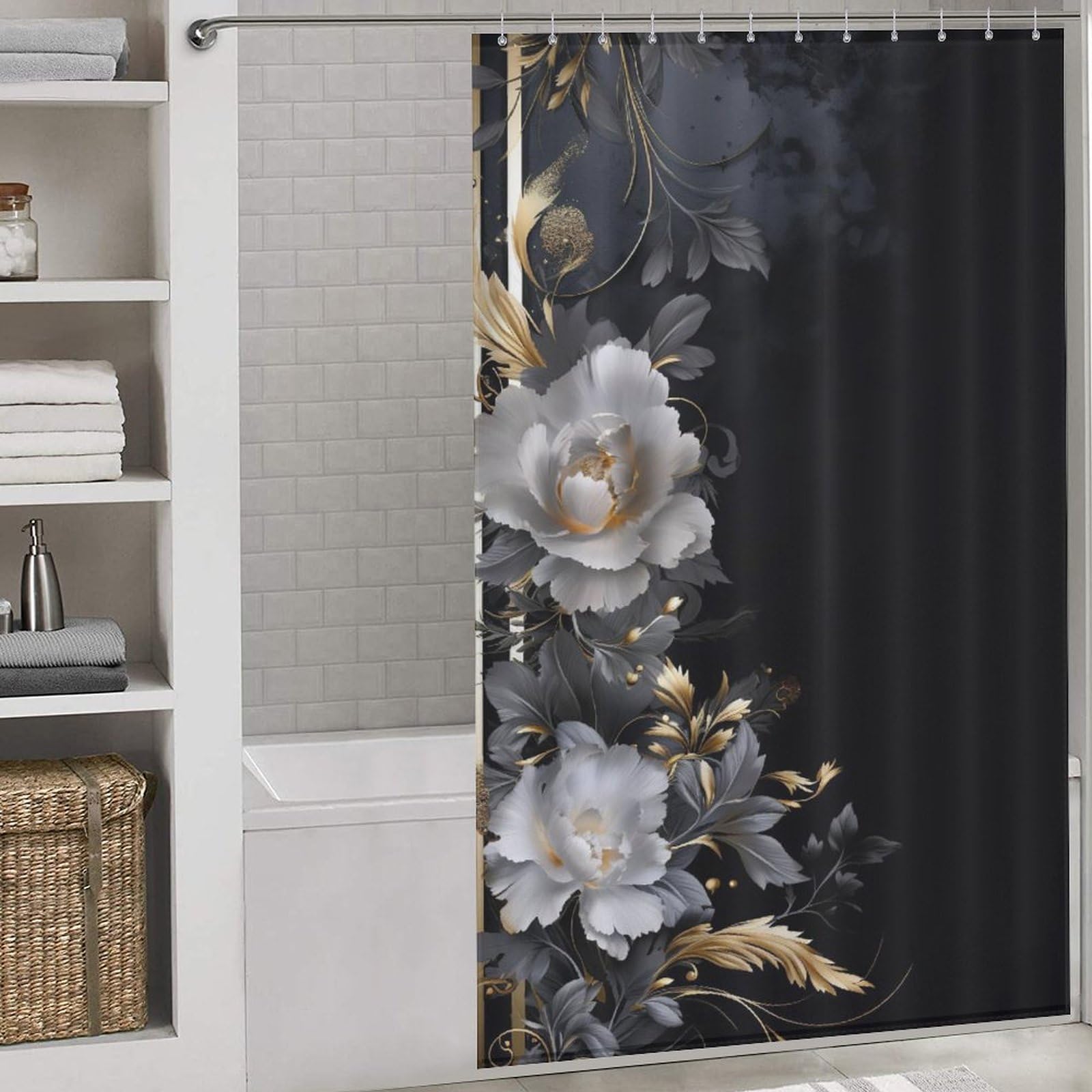 Rideau de douche fleur anti-moisissure et lavable pour simplifier l'entretien du bain