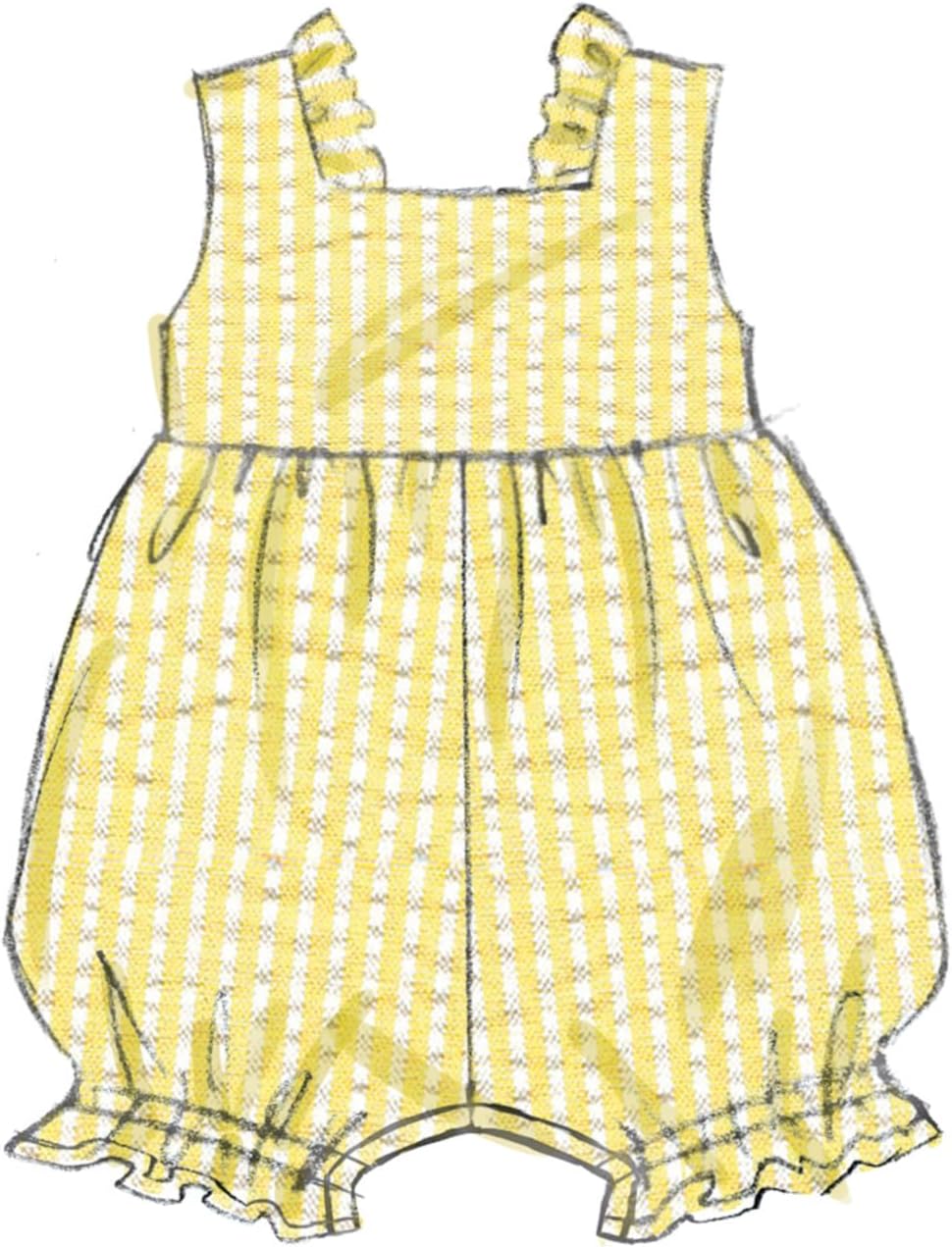 Butterick B6950A Babies' Headband, Bloomers, Rompers, and Dress Sewing Pattern Kit, Design Code B6950, Sizes XS-S-M-L