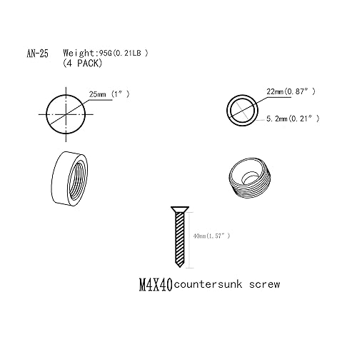 Miniatura 2 de Tornillos de espejo, clavos decorativos de espejo con tapa de latón, 1 pulgada, cromo pulido, paquete de 4
