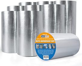 ADHES Waterproof Self Adhesive Butyl Tape, 20CM x 5M x 9Rolls, 47 Mil Thick Adhesive Aluminum Tape for Roof Leaks, Crack Repair, Pipe Break