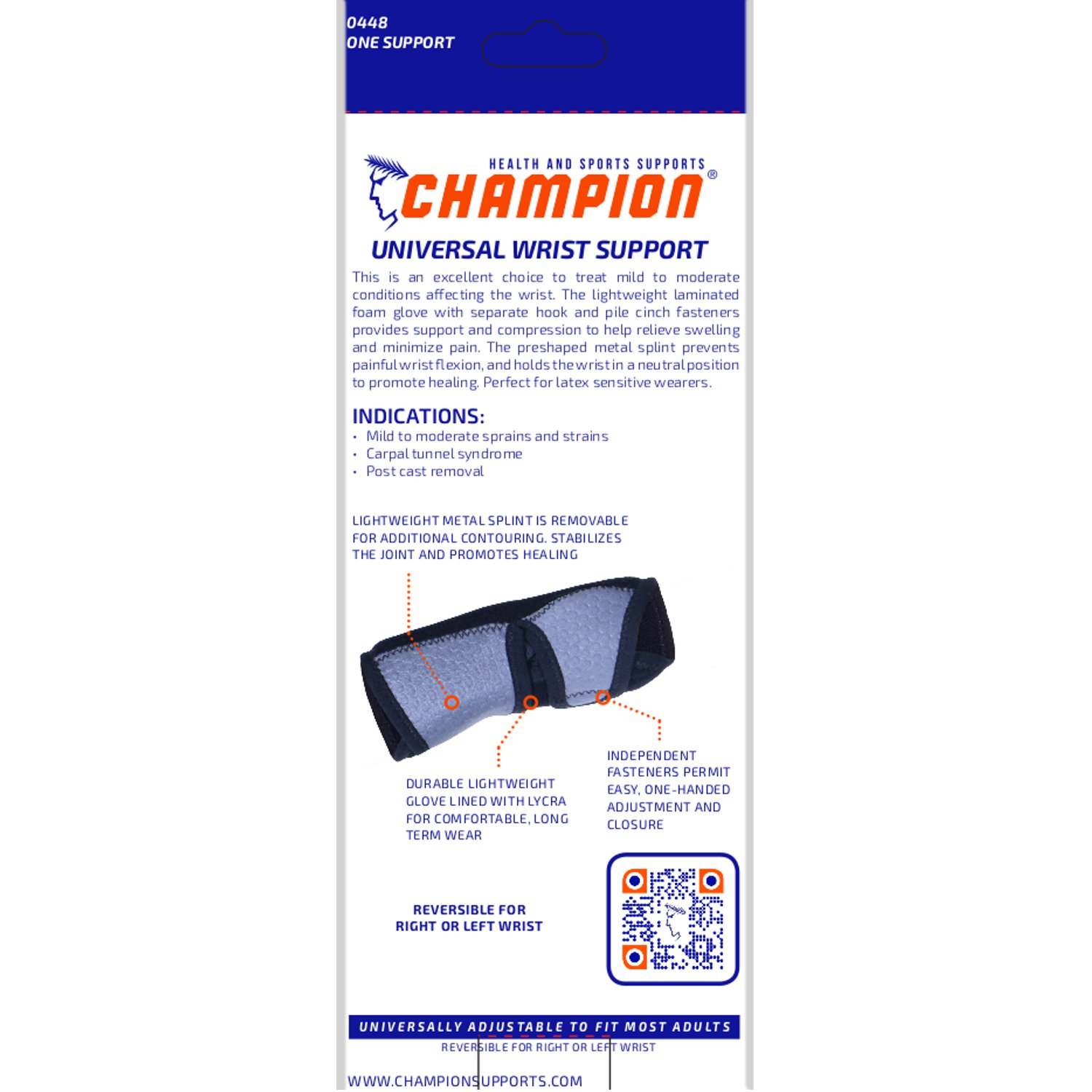 Champion Wrist Support, Universal Fit, Removable Splint, 2-Strap, Airmesh Fabric, Black,