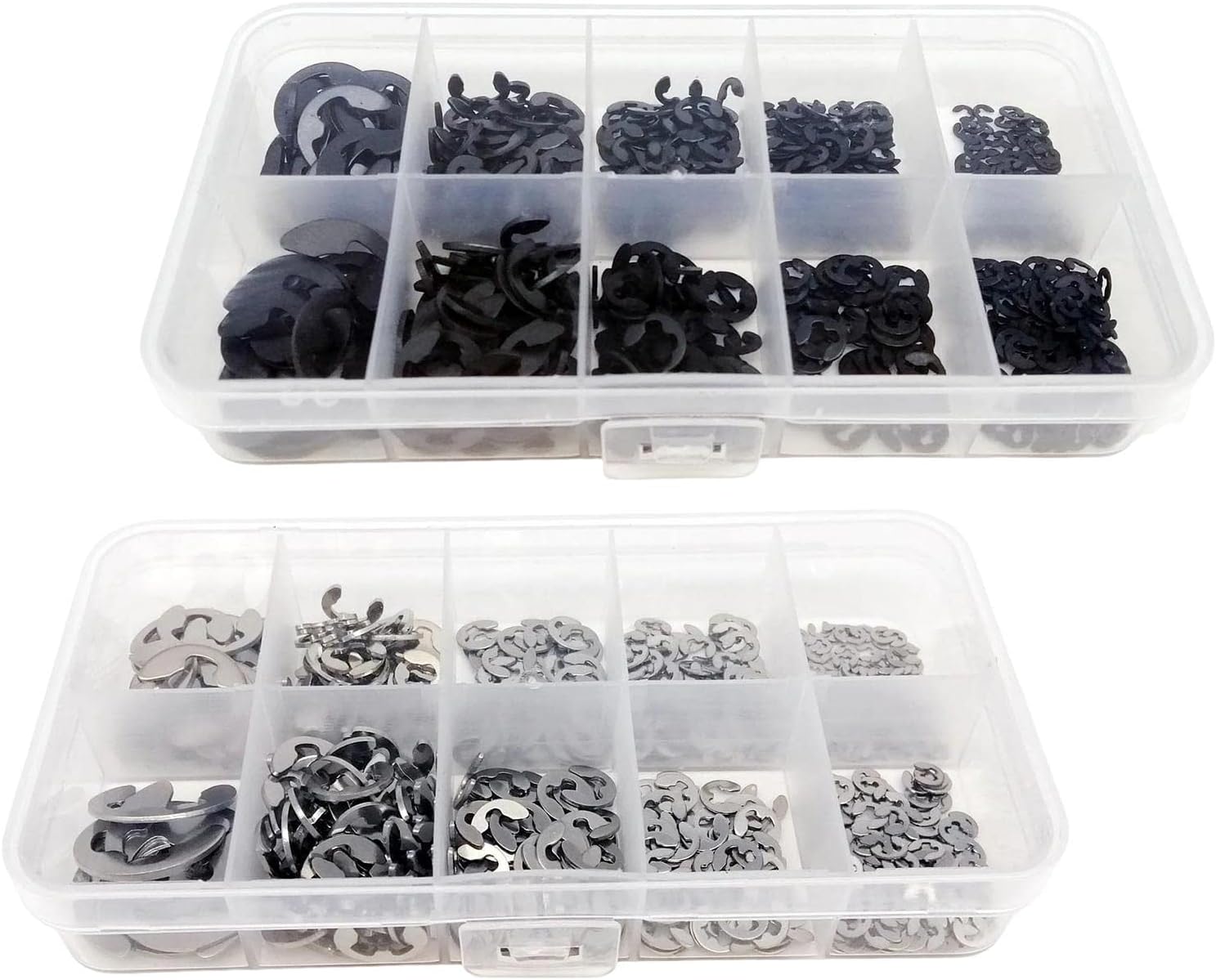 580 Pieces External Retaining Ring Sturdy Assortment Set E Shaped Buckle Ring Opening Snap Ring Circlip Set Circlip Washer - (Color: Silver)