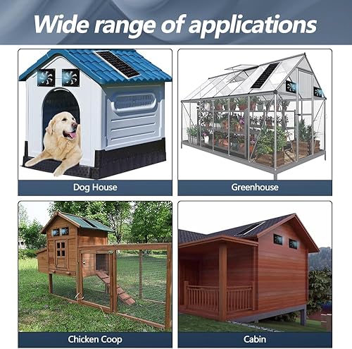 Miniatura 2 de SCCCF Kit de ventilador solar DC de 10 W, resistente a la intemperie, gabinete de 12 V, ventilador de 4.724 in, adecuado para gallinero,