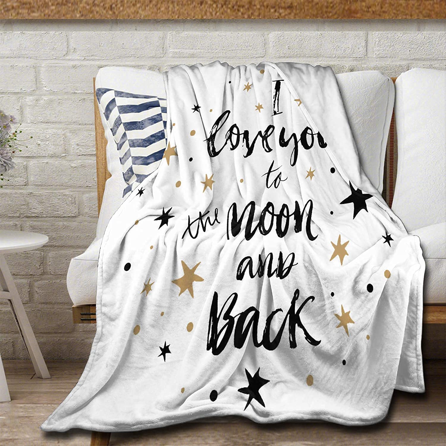 JUZGTSIT I Love You to The Moon and Back Flannel Blanket Throw Soft Warm Plush Lightweight Microfiber for Bed Couch Chair ch for Adult 150x200cm
