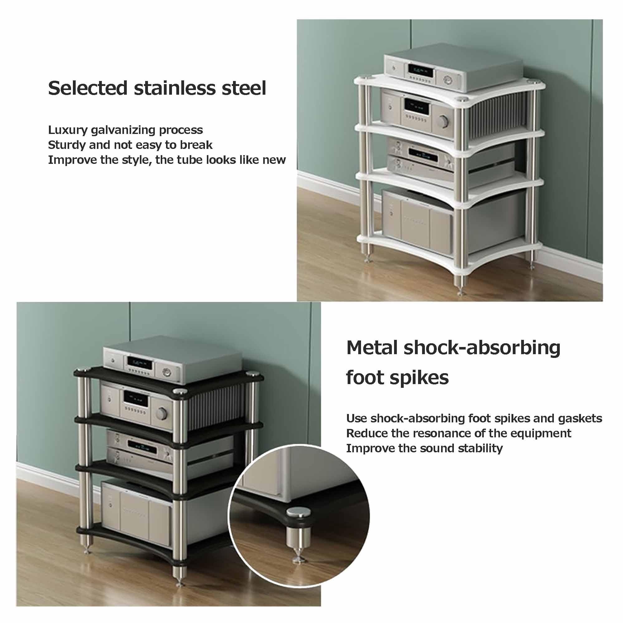 Supporto Multimediale Per Stereo E TV ZYXQQJ - Scaffale In Legno Per Apparecchi Audio/Video, 60x48x10 Cm - Foto 4