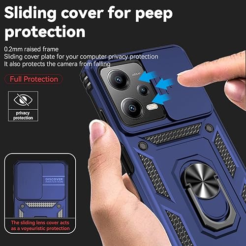 Miniatura 2 de Funda para Redmi Note 12 Pro, Poco X5 Pro con protector de pantalla de vidrio templado y cubierta de cámara deslizante, anillo magnético soporte de