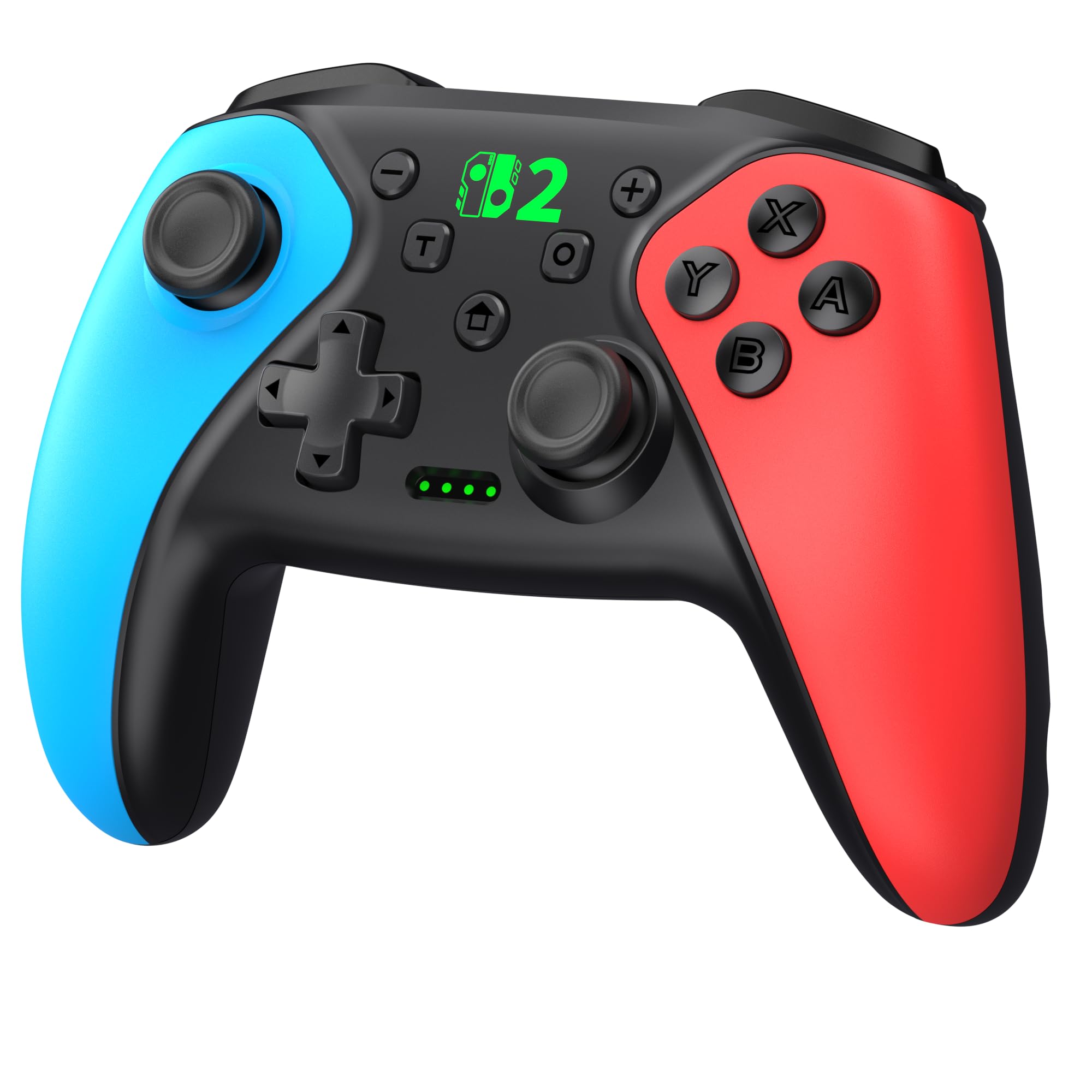 BEBONCOOL HOTS Switch Controller,Pro Controller Wireless für Switch 2/Switch 1/Lite/OLED–Aufwachfunktion/Macro/6-Achsen-Gyroskop/Turbo/Dual Vibration/1000mAh Akku,Ergonomisch Präzise Joystick Blau-Rot