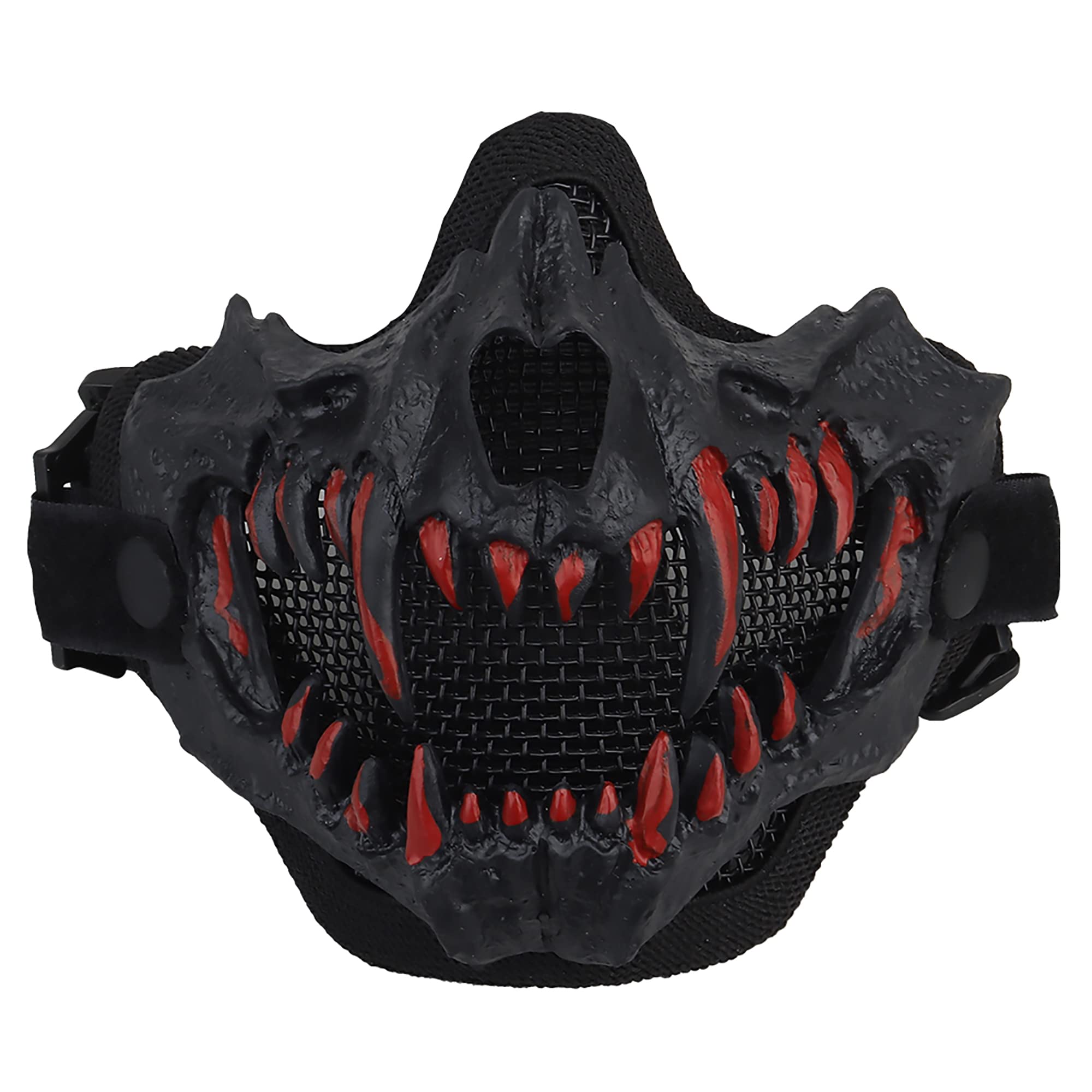 Maschera tattica a mezzo viso, traspirante, in acciaio, per softair, caccia, Halloween, feste in maschera