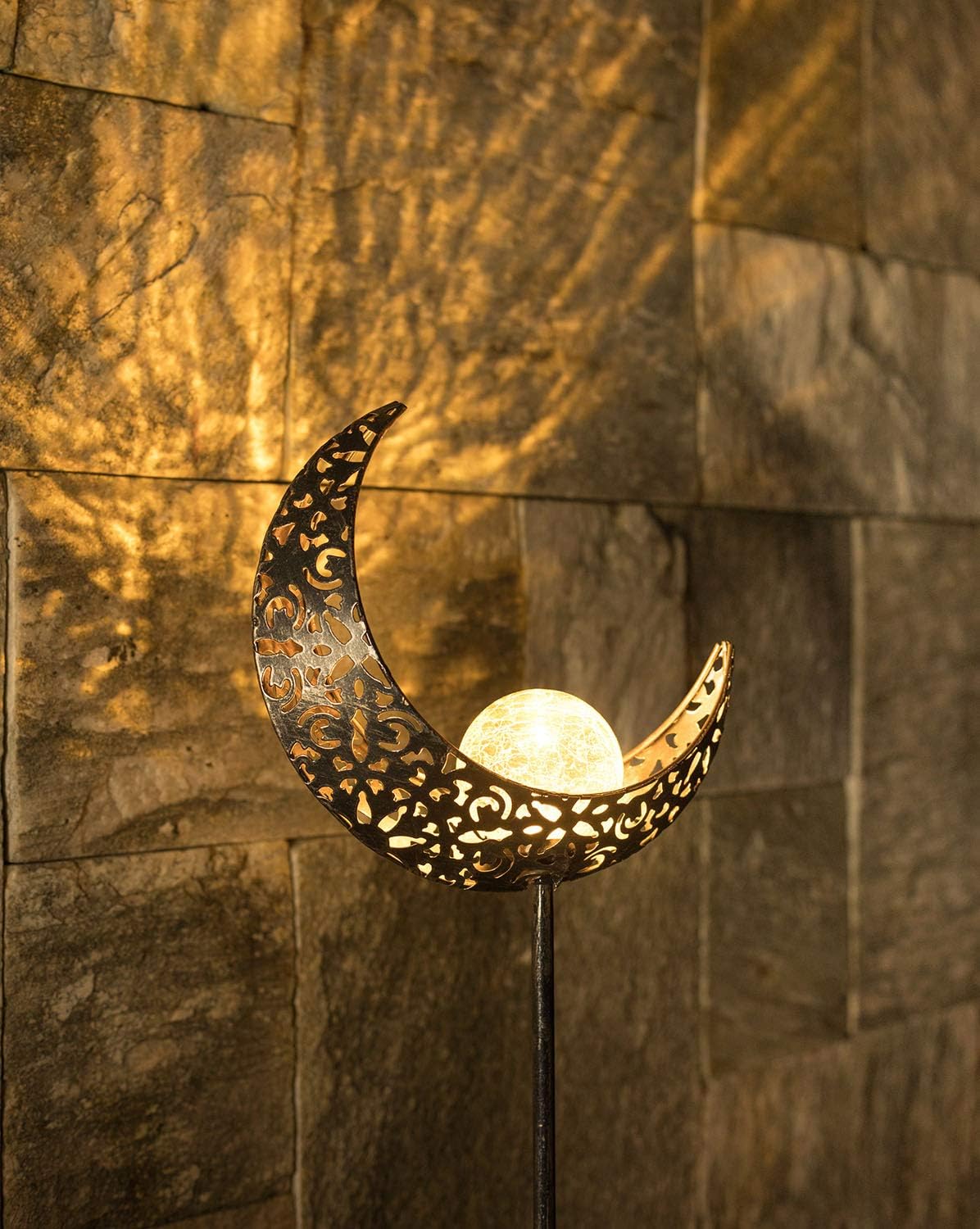 TAKE ME Moon Solar Lights Garden Outdoor,Waterproof Metal Decorative Stakes for Walkway,Yard,Lawn,Patio - - 