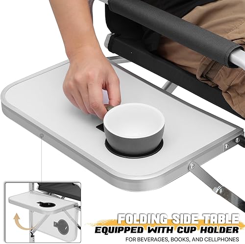 Miniatura 8 de MoNiBloom Silla alta plegable de director de 31 pulgadas, plegable, portátil, con marco de aluminio, con mesa auxiliar, portavasos y bolsillos,