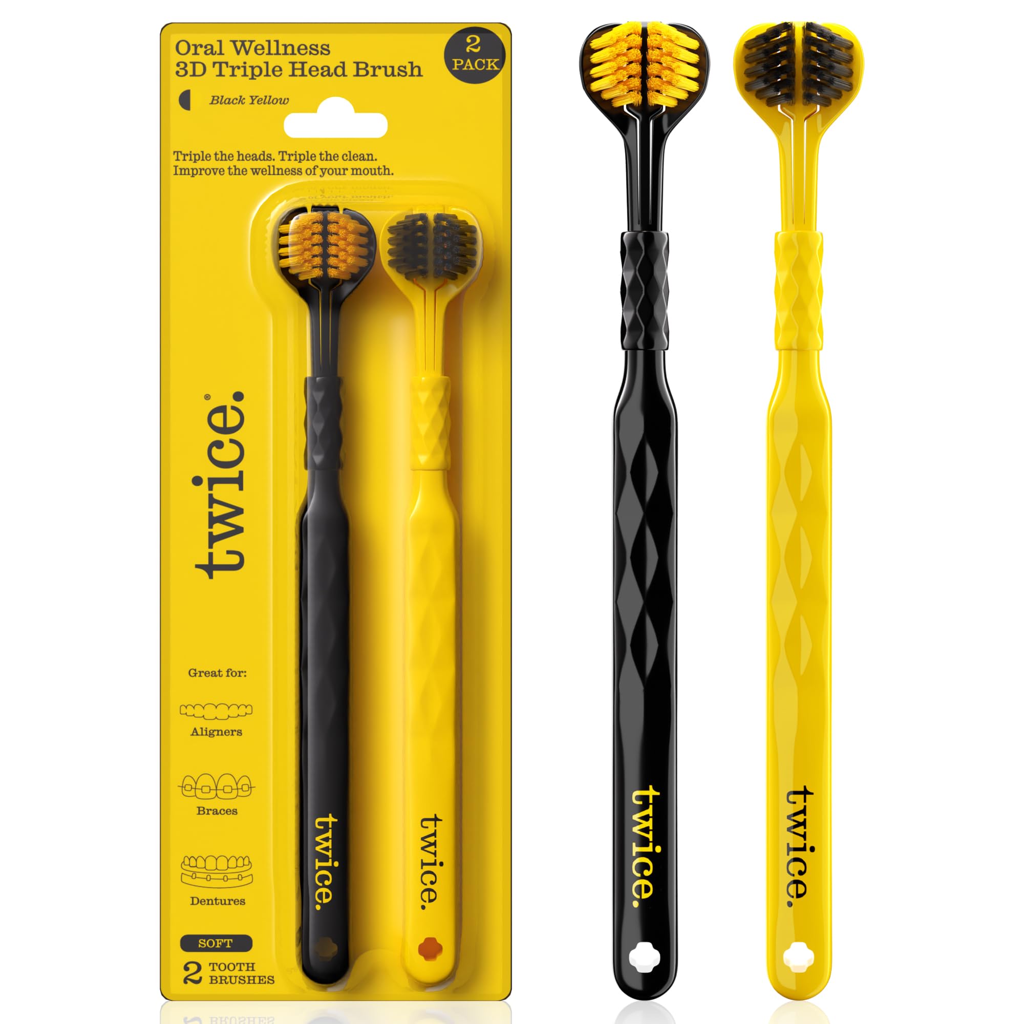 TWICE 3D Triple-Head Toothbrush