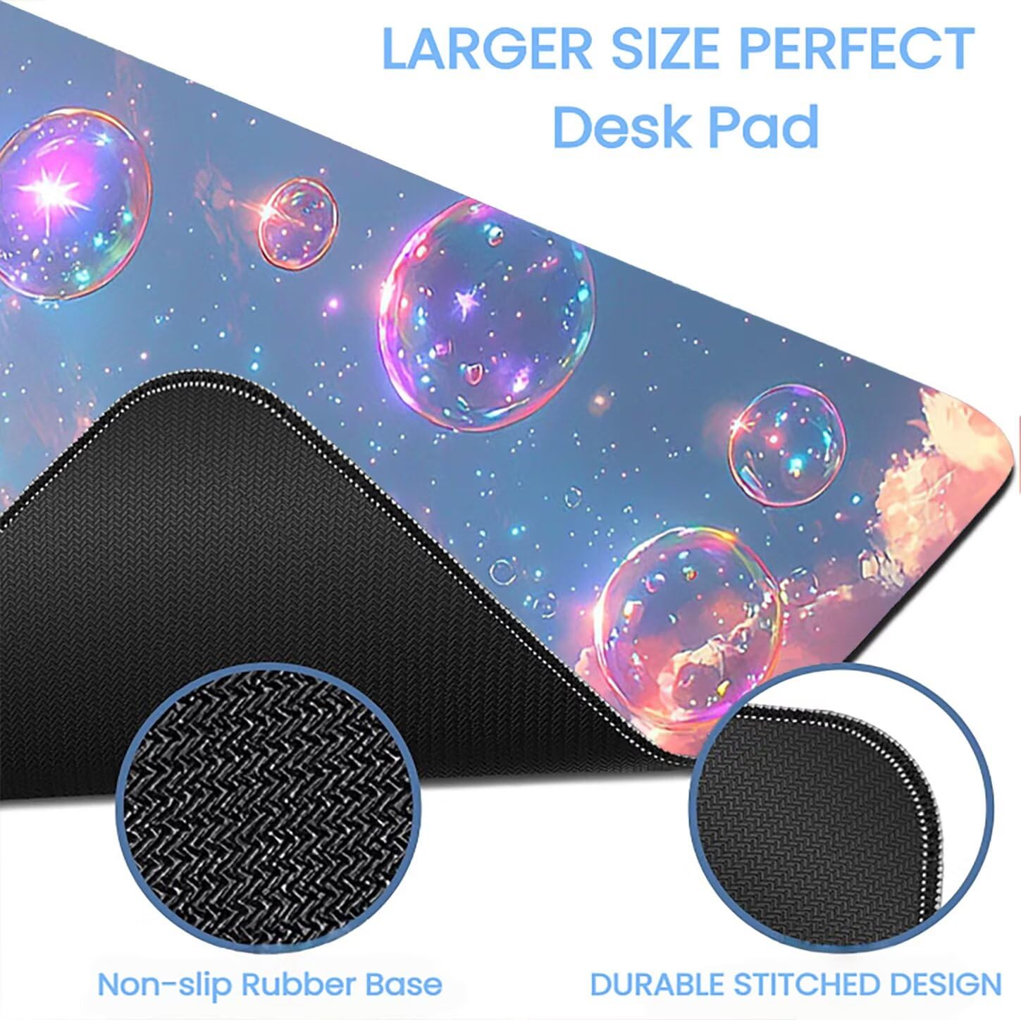 Lpfieonn Anime Großes Schreibtischunterlage, XXL Schreibtischunterlagen, Blau XXL Wasserdicht Gaming Mousepad mit Vernähter Rand und Rutschfeste Gummibasis, für Laptop/Hause/Büro 120x60cm PF-3793