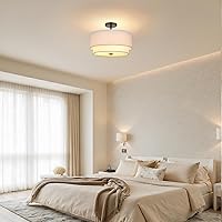 Vista 7 de Lámpara de Techo Moderna de Montaje al Ras - Lámparas de Techo Easric de Montaje al Techo, Lámparas de Techo para Pasillo con Pantalla de Tela