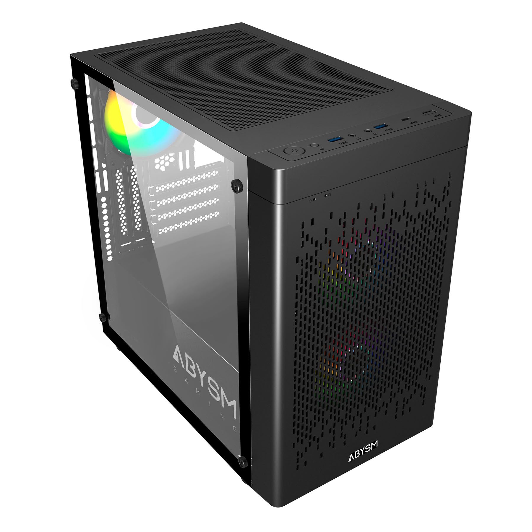 Abysm Gaming Caja PC Gamer Danube INVA MX202 Negra, con Tres Ventiladores ARGB y Compatible con Placas Base Micro ATX e ITX y Tarjetas Gráficas de hasta 330 mm
