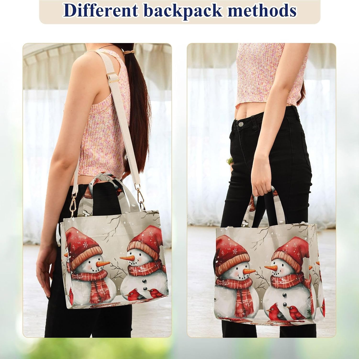 Tote Bag Snowman Christmas Cute for Women - Large Cool Corduroy Crossbody Bags for Daily Use S