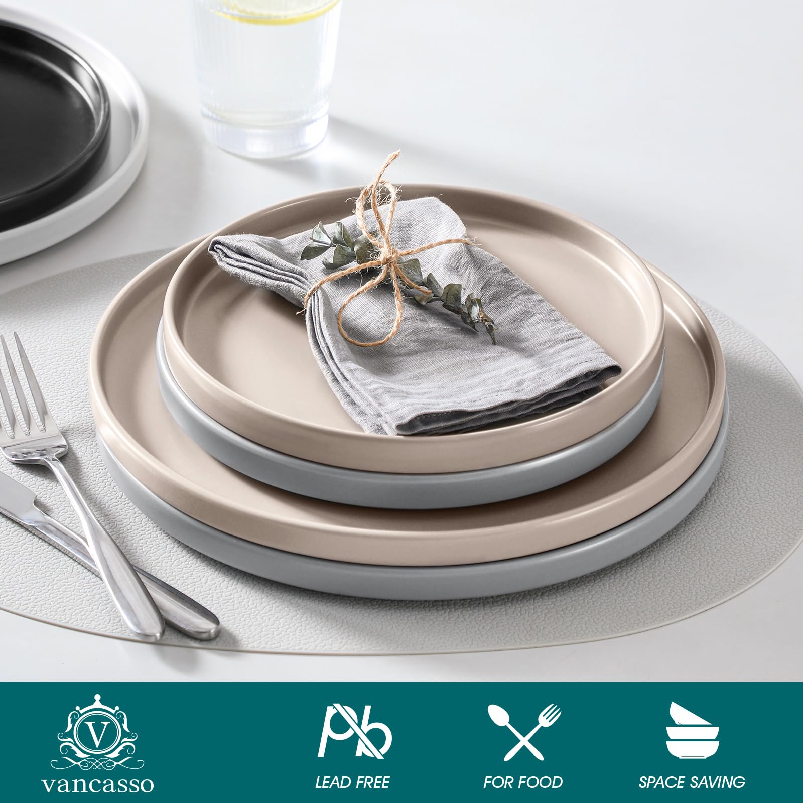 Set 6 Piatti Dessert Vancasso VENUS - 21.2 Cm In Gres, Bianco, Per Microonde E Lavastoviglie - Foto 7