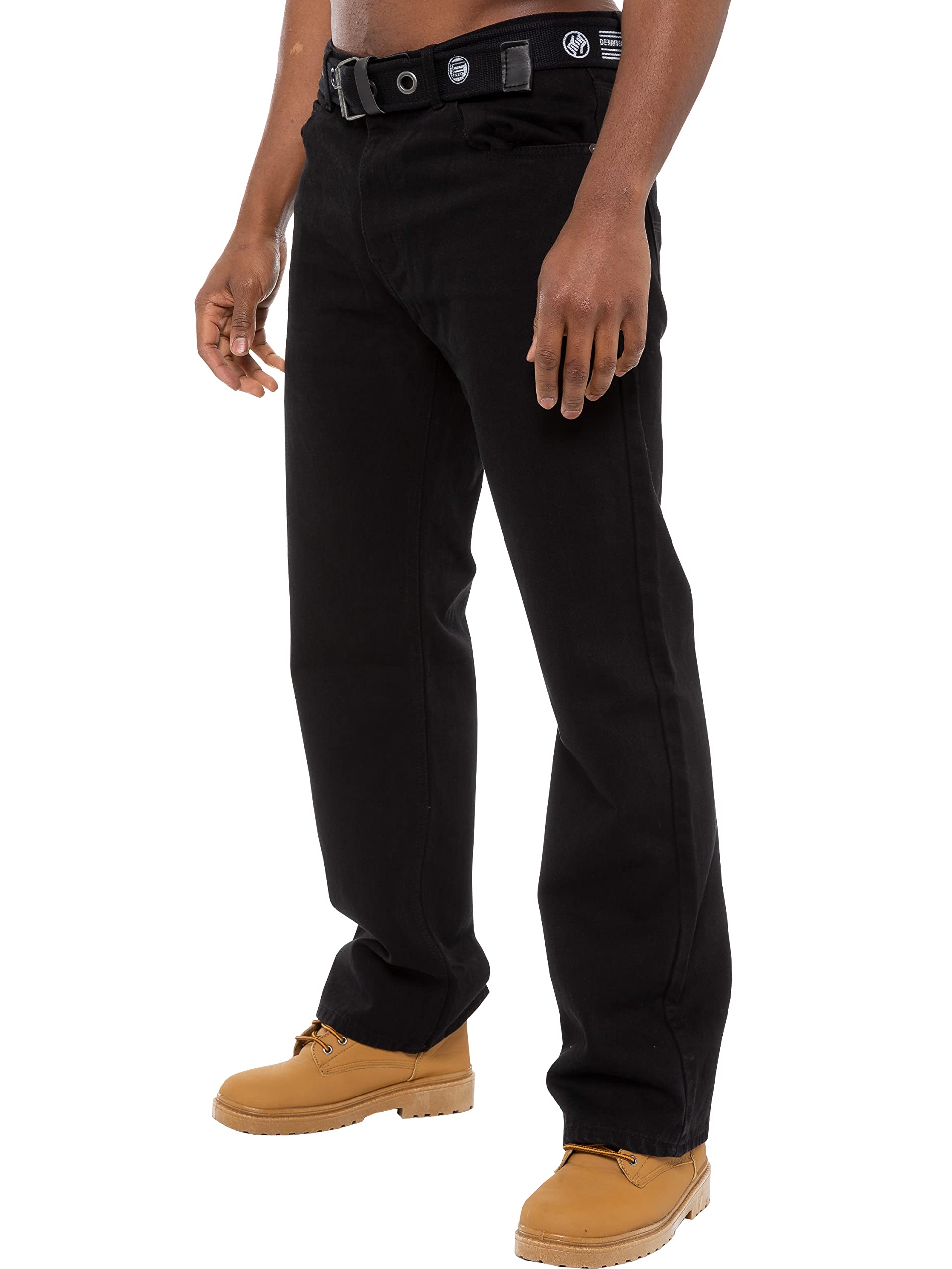 Enzo Men's Black New Classic Straight Fit Basic Denim Jeans Pants Waist Sizes 28-48 (34W X 34L, )