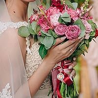 Vista 7 de WANDIC Abalorios de fotos de diamantes de imitación, colgante redondo de plata con medallón de memoria, para ramo de boda nupcial para foto