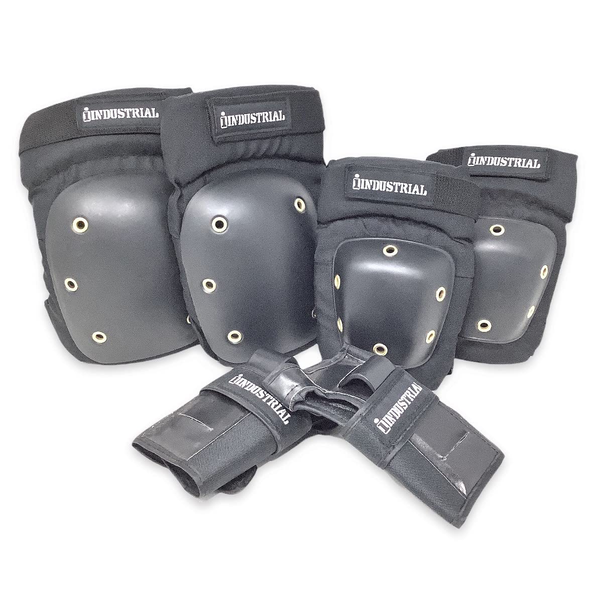 Industrial Skateboard Adult 3 Pad Set (elbows, knees, wrist guards) XLarge (Black